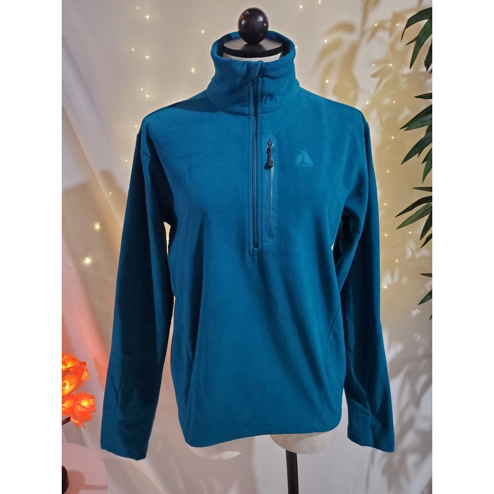 Eddie Bauer First Ascent Polar Fleece Teal Blue 1/4 Pullover Womens Size S Cozy